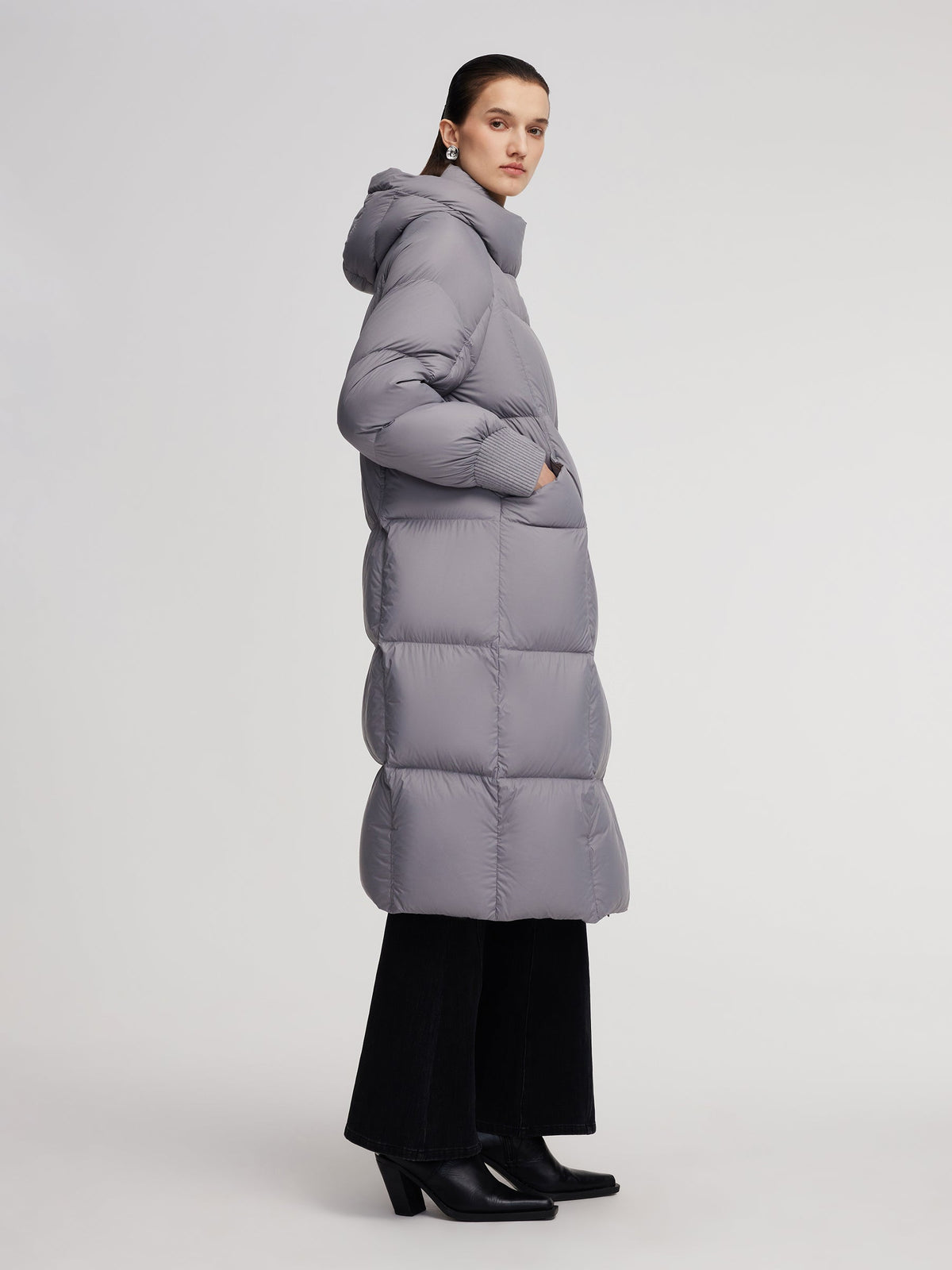 Lightweight Windproof Hooded Long Goose Down Coat