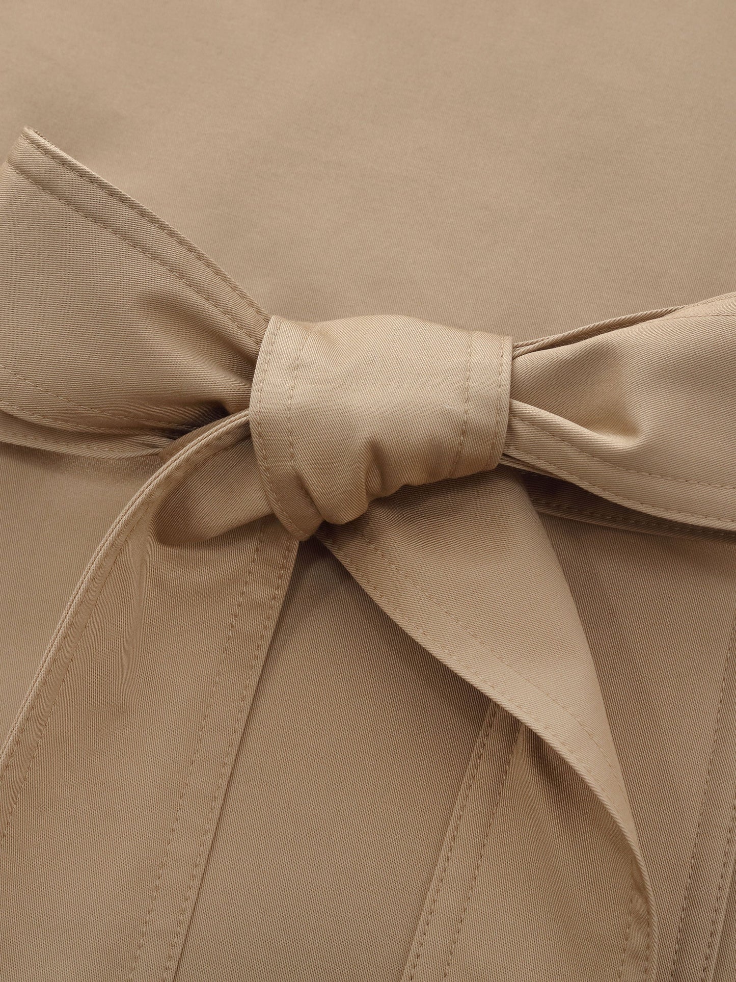 Cotton Stand Collar Lace Cuffs Women Self-Tie Belt Trench Coat