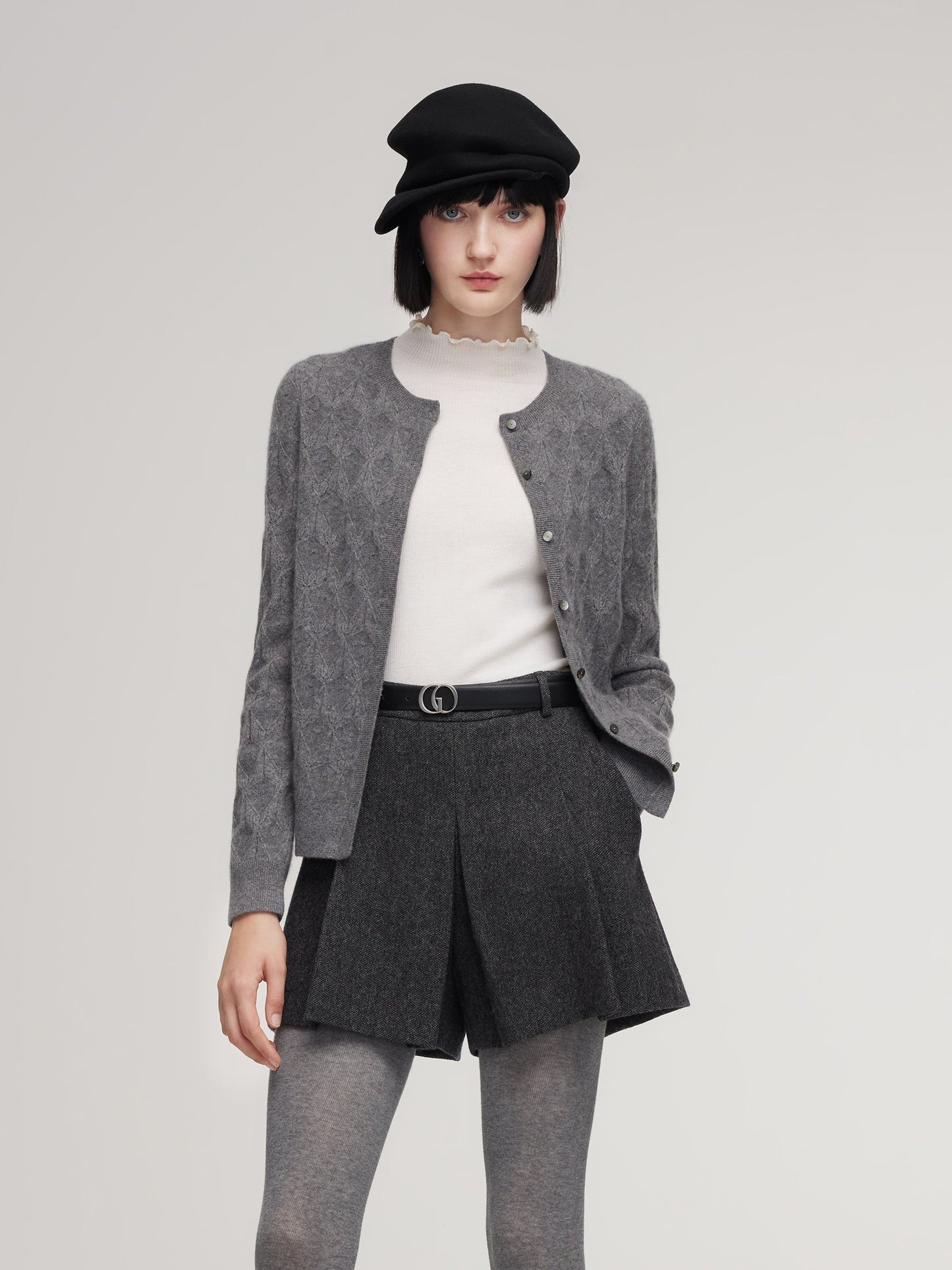 100% Cashmere Jacquard Women Cardigan