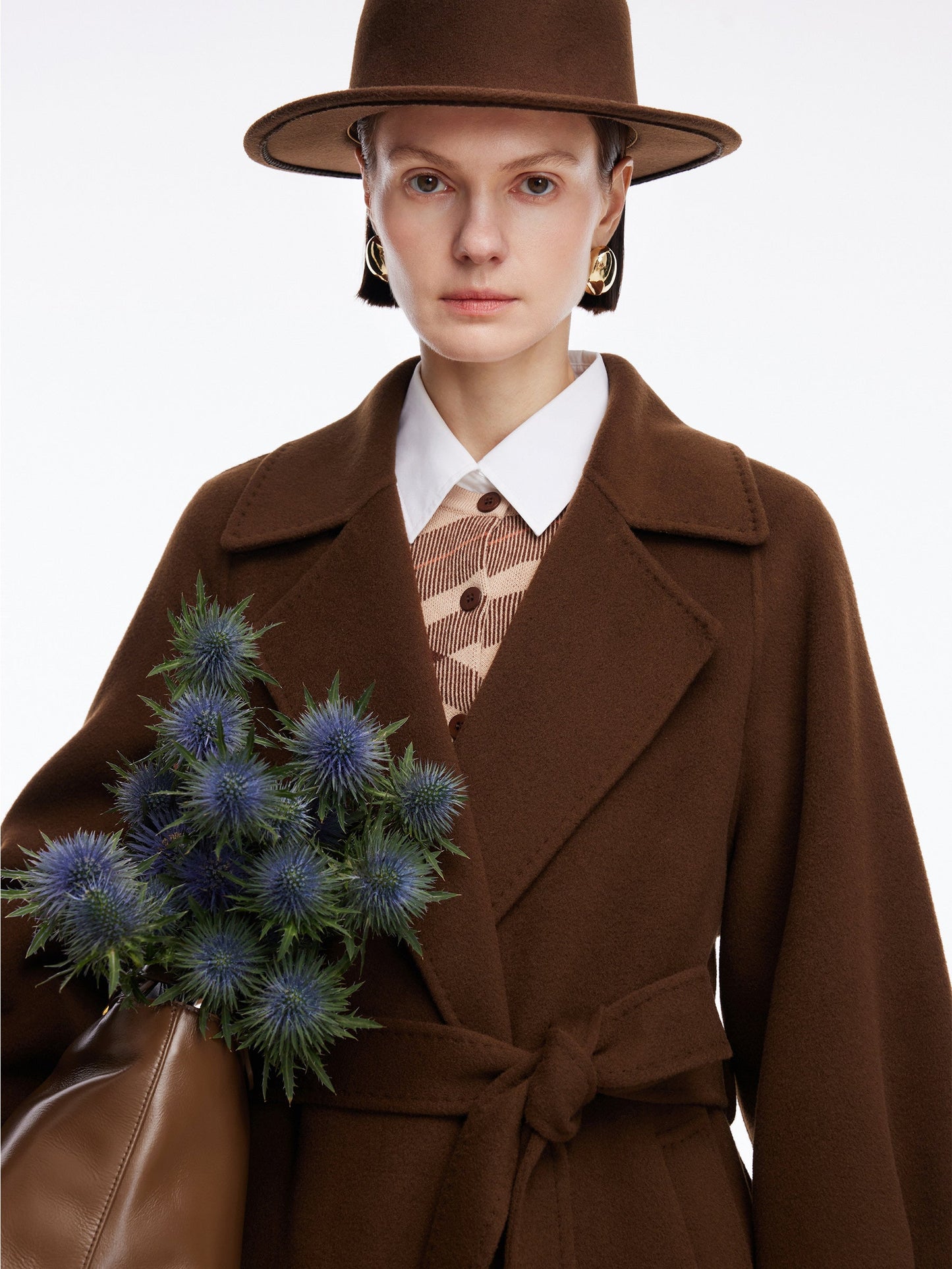 Cashmere Wool Double-Faced Women Wrap Overcoat