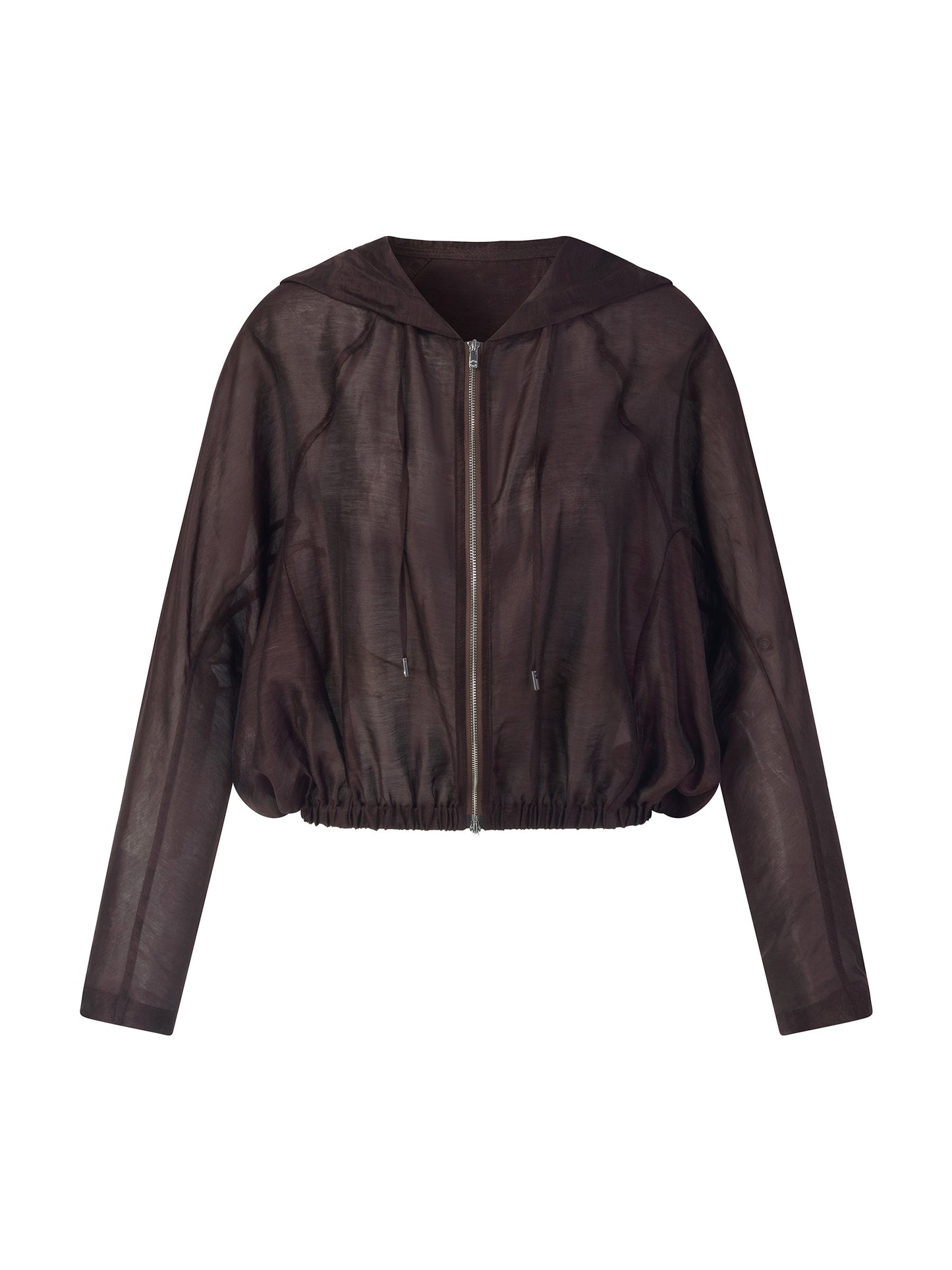 Tencel Linen Blend Women Sheer Hooded Jacket