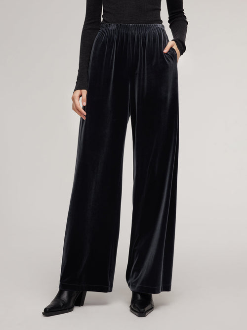 Velvet Straight Wide Leg Women Pants