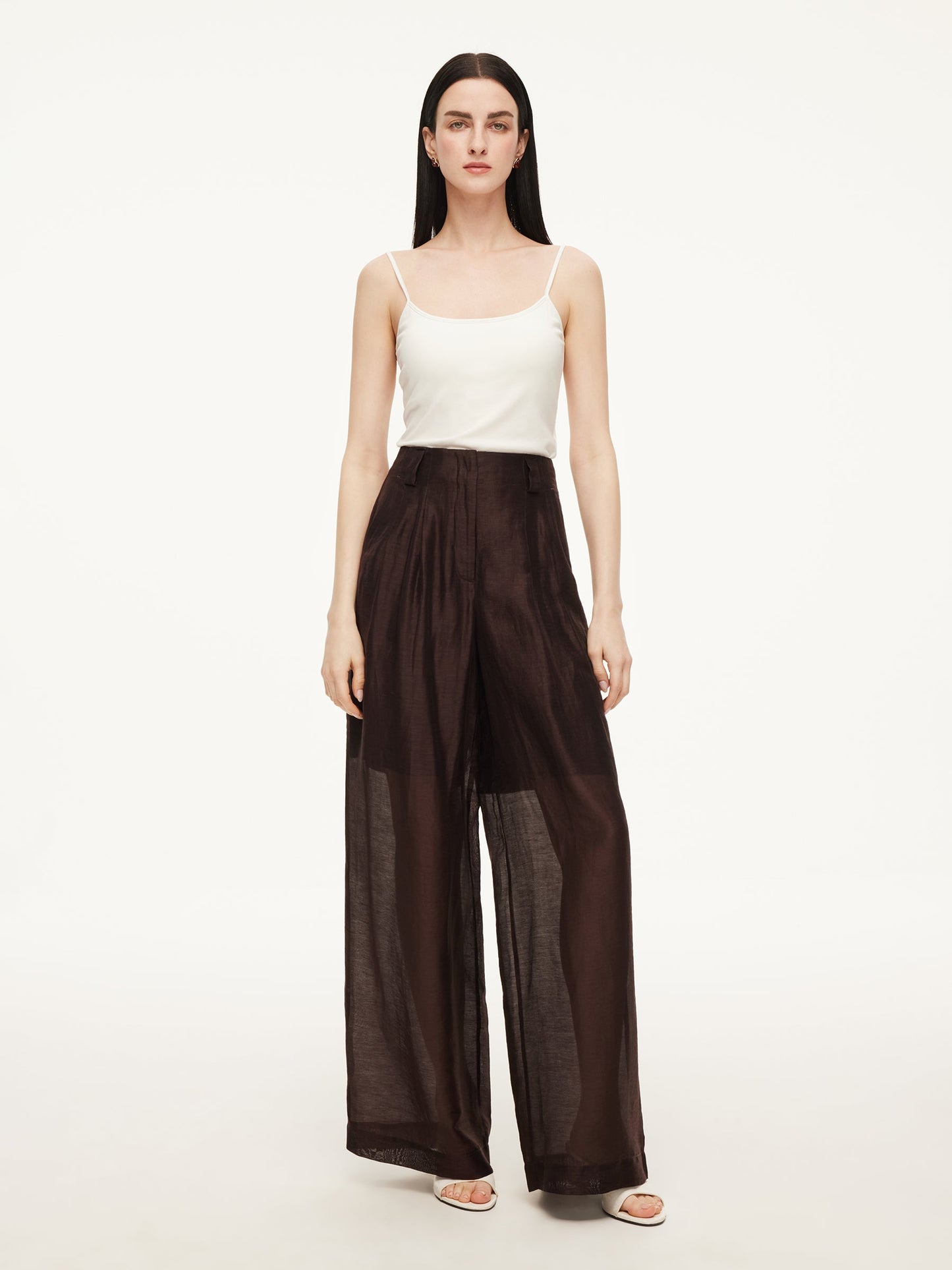 Tencel Linen Blend Women Straight Leg Pants