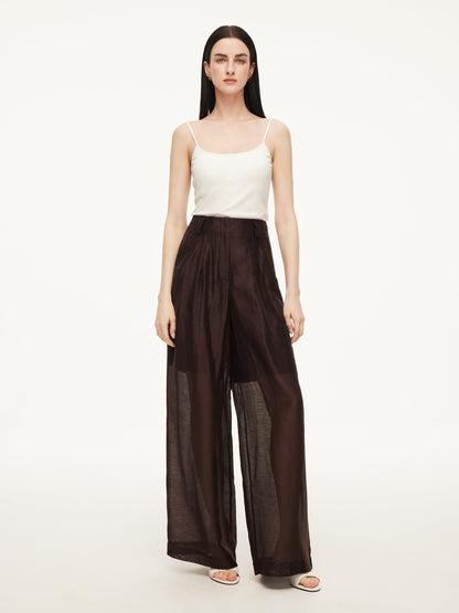 Tencel Linen Blend Women Straight Leg Pants
