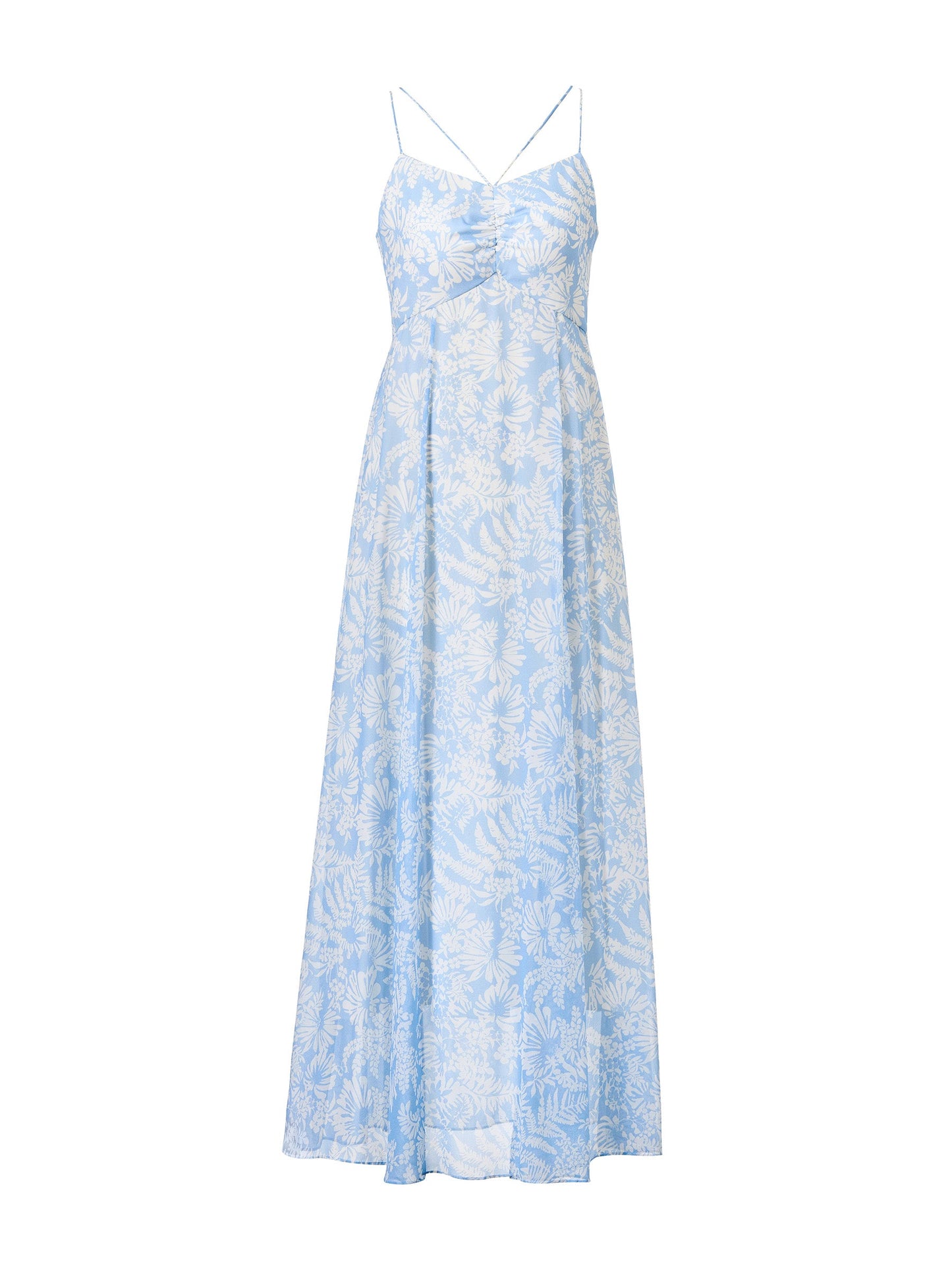 10MM Mulberry Silk Floral Print Women Strap Maxi Dress