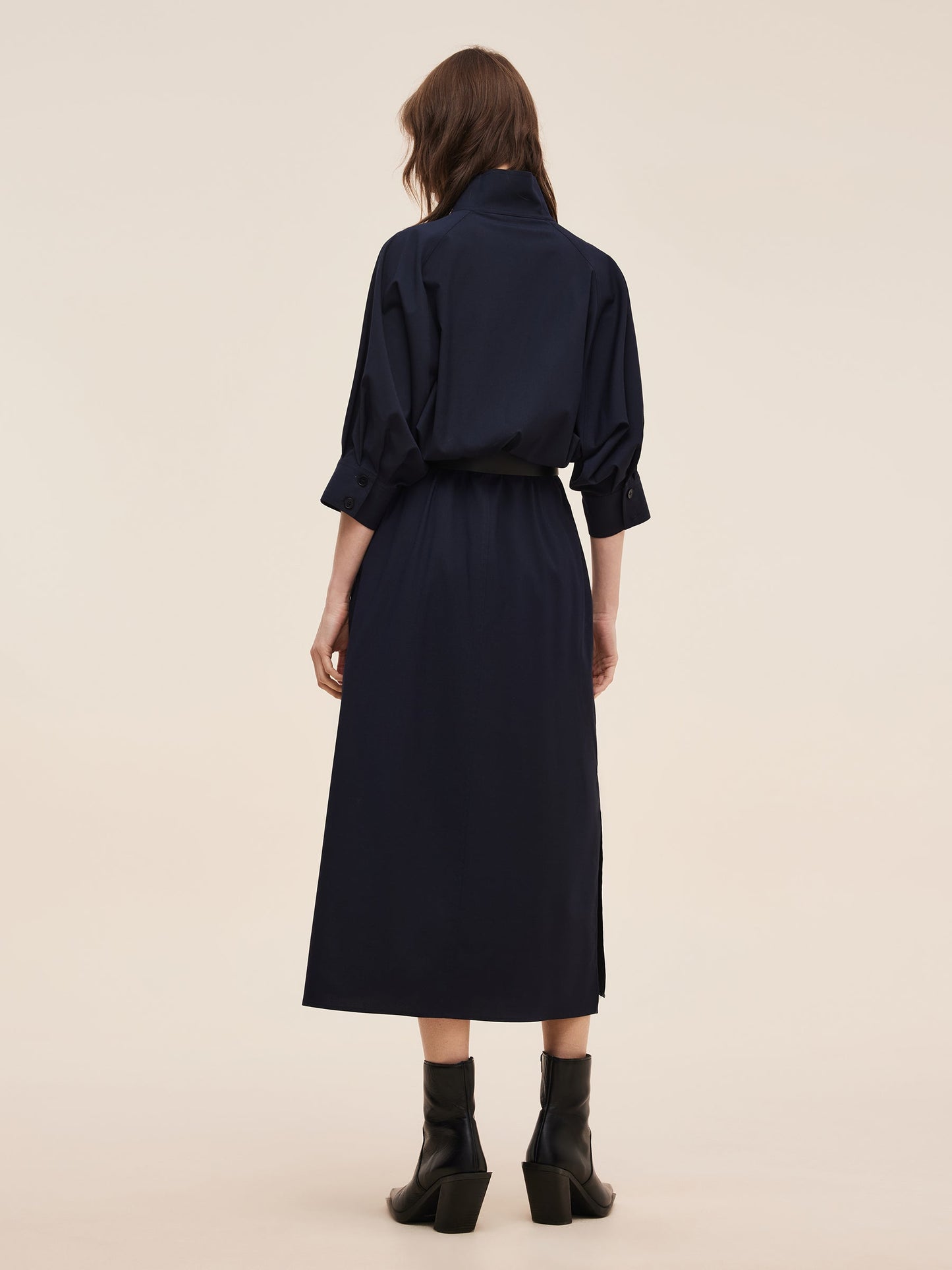 Adjustable Collar Women Trench Coat With Leather Belt