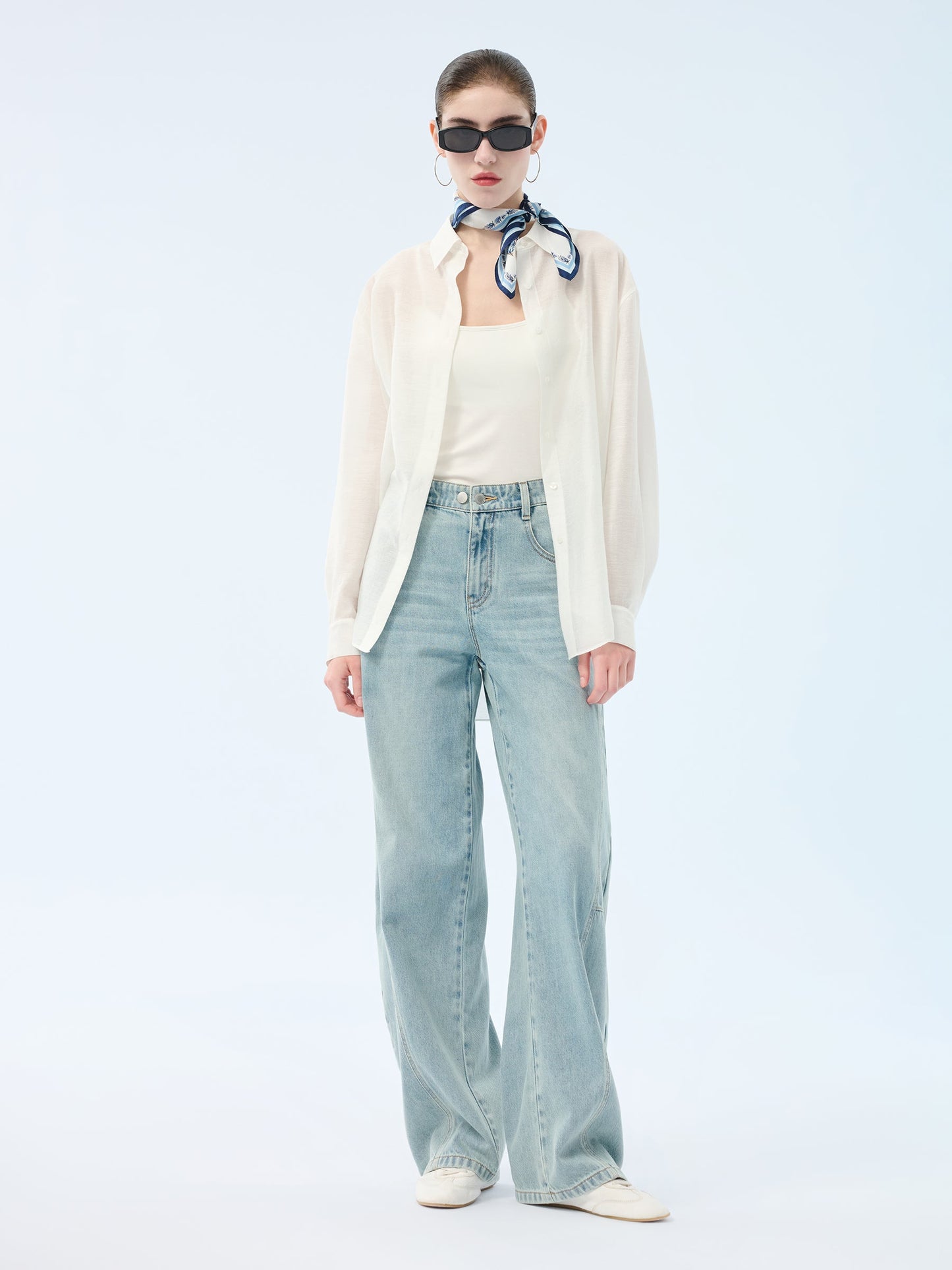 100% Cotton Denim Women Curved Jeans