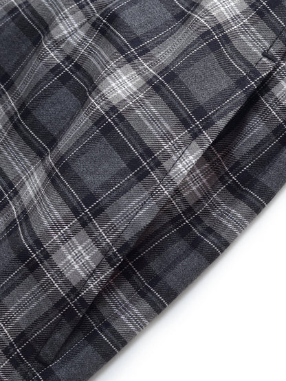 Plaid Loose Wide Leg Women Pants With Leather Belt