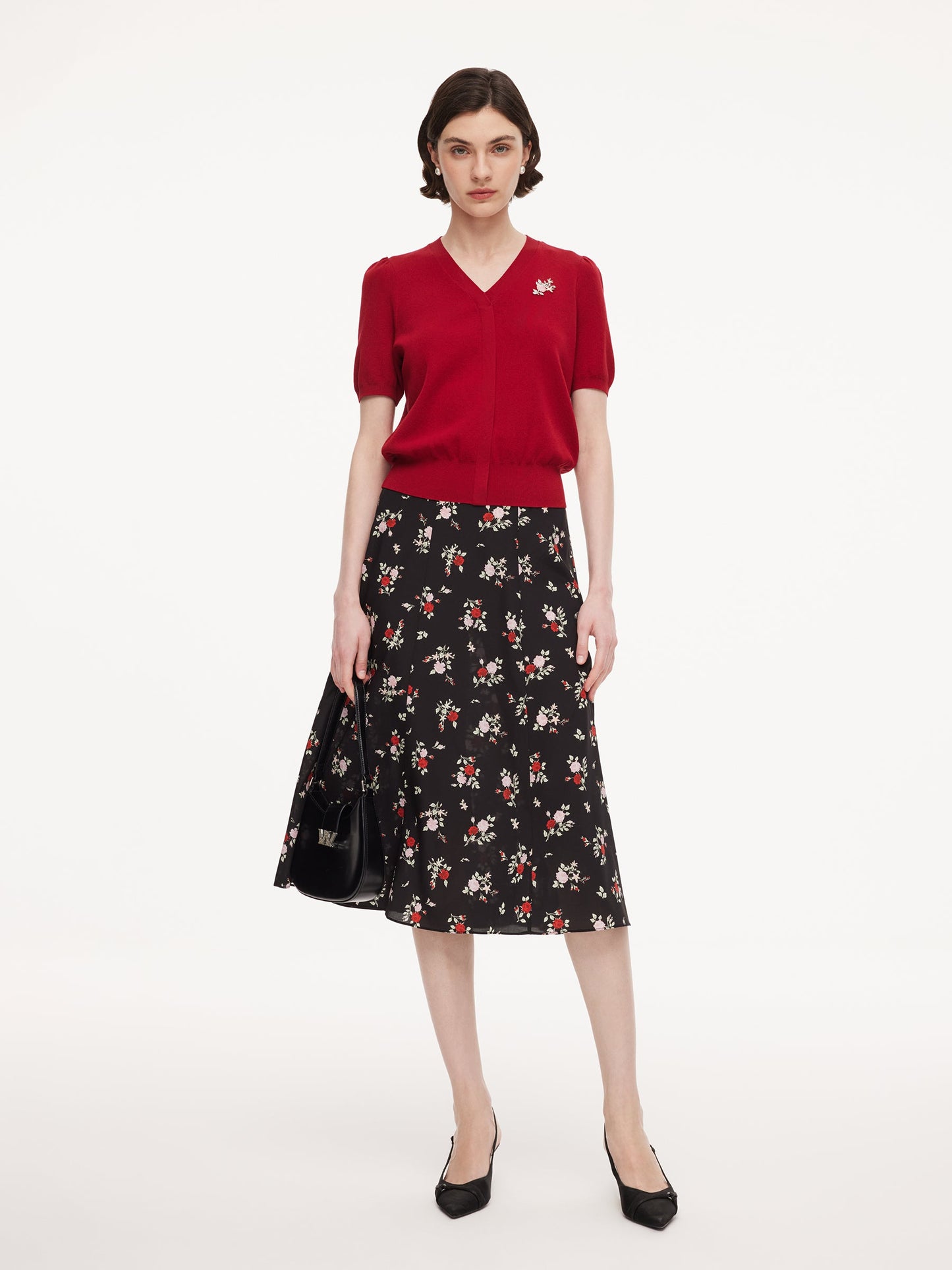 Tencel Blend Floral Embroidered Women Knit Top