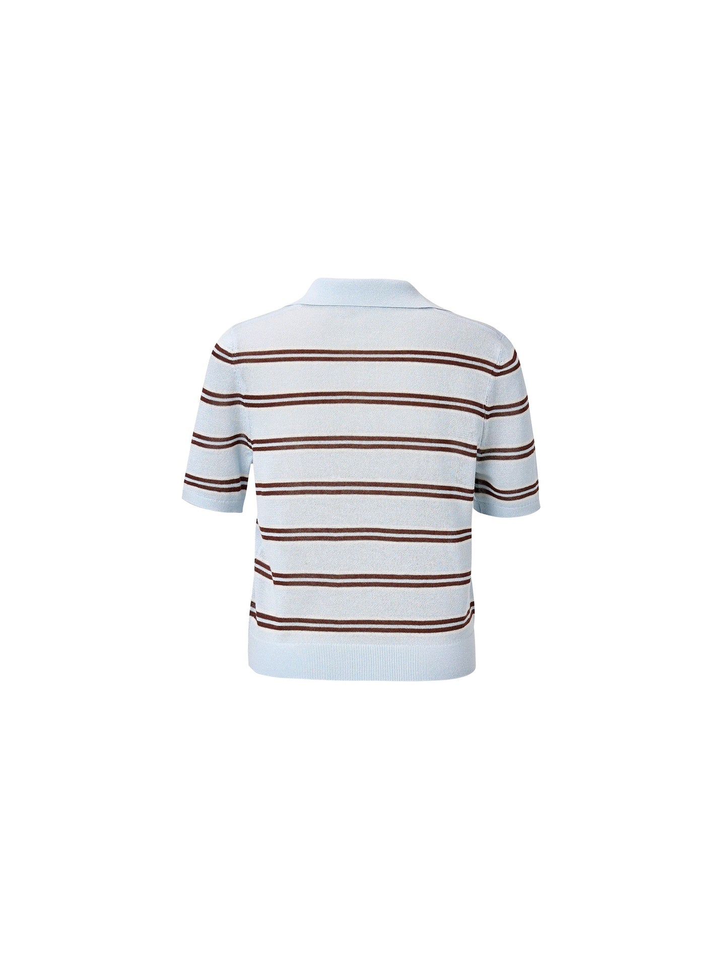 Navy Combo Stripe Women Polo Knit Top