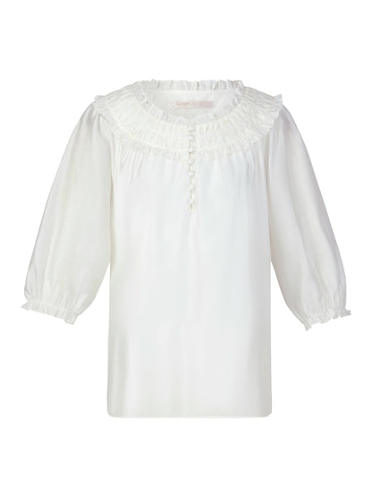 Tencel Blend 3/4 Sleeve Women H-Line Blouse