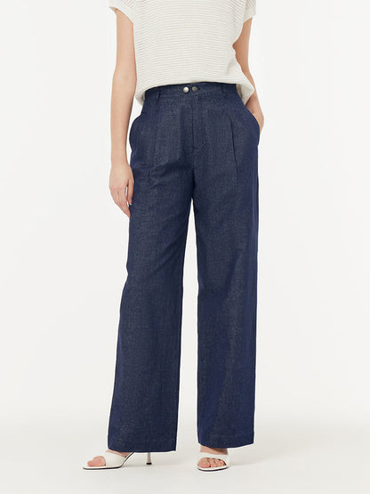 Denim Adjustable Waist Women Straight-Leg Jeans