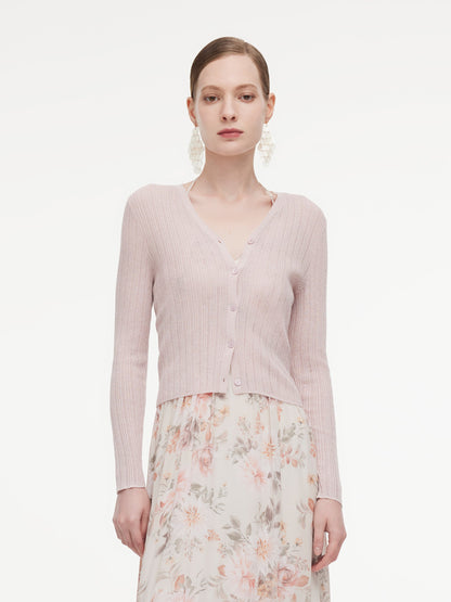 Tencel Wool Blend V-Neck Women Cardigan