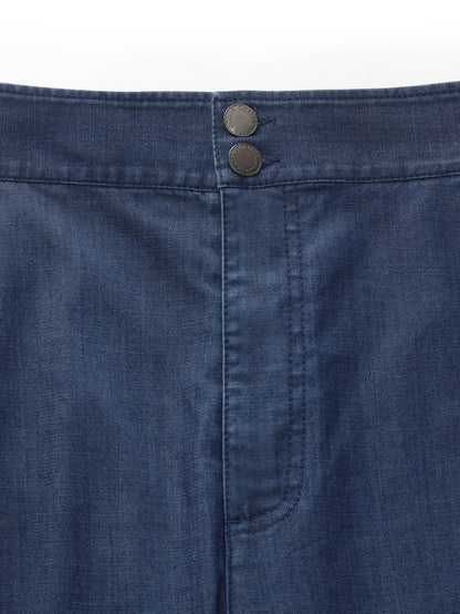 Denim High Waisted Women Wide Leg Cropped Culottes