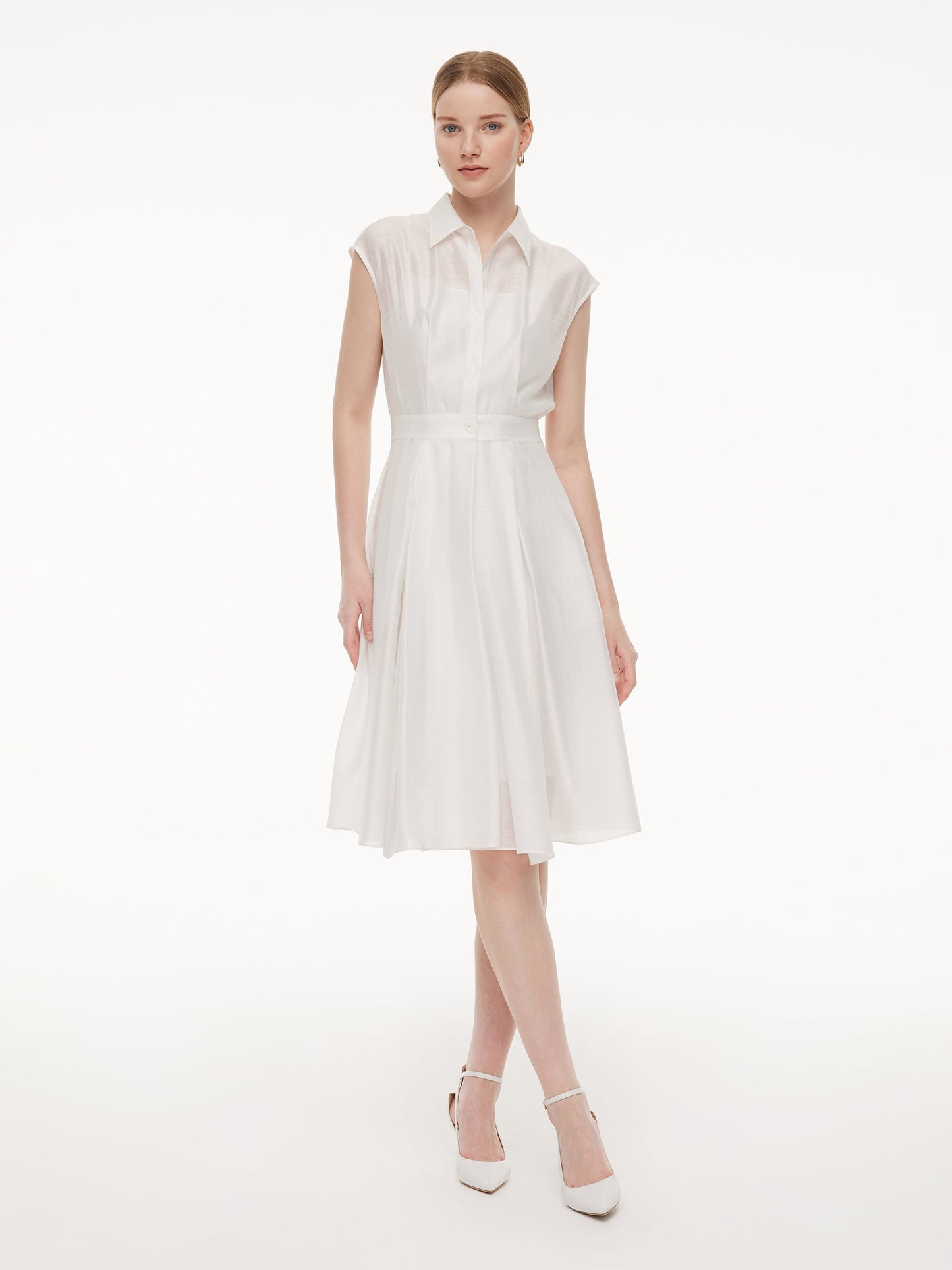 Tencel Acetate Blend Women Midi Shirt Dress