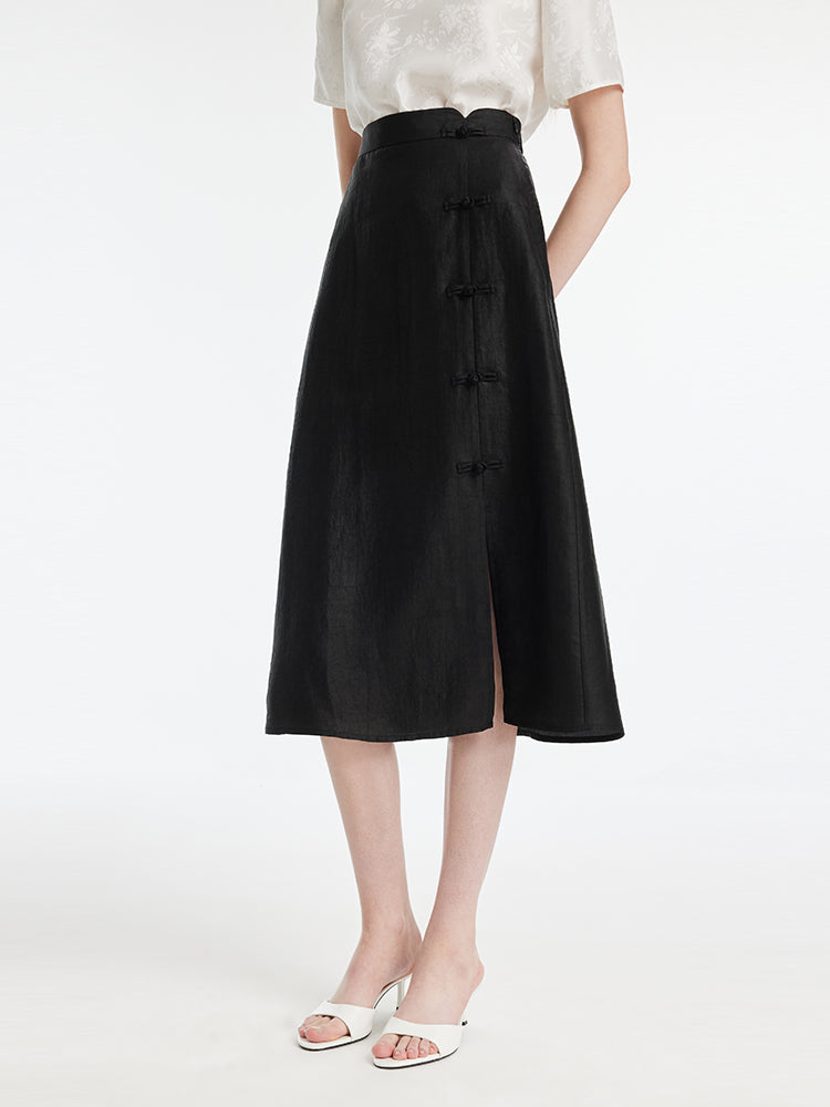 Xiang Yun Silk New-Chinese Style Slit Women Skirt