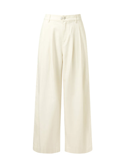 Tencel Blend Adjustable Waist Women Wide Leg Jeans