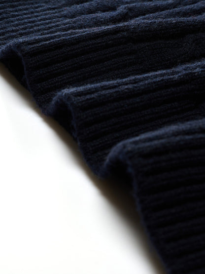 Wool Blend Cable Knit Women Sweater With Detachable Collar And Cuffs