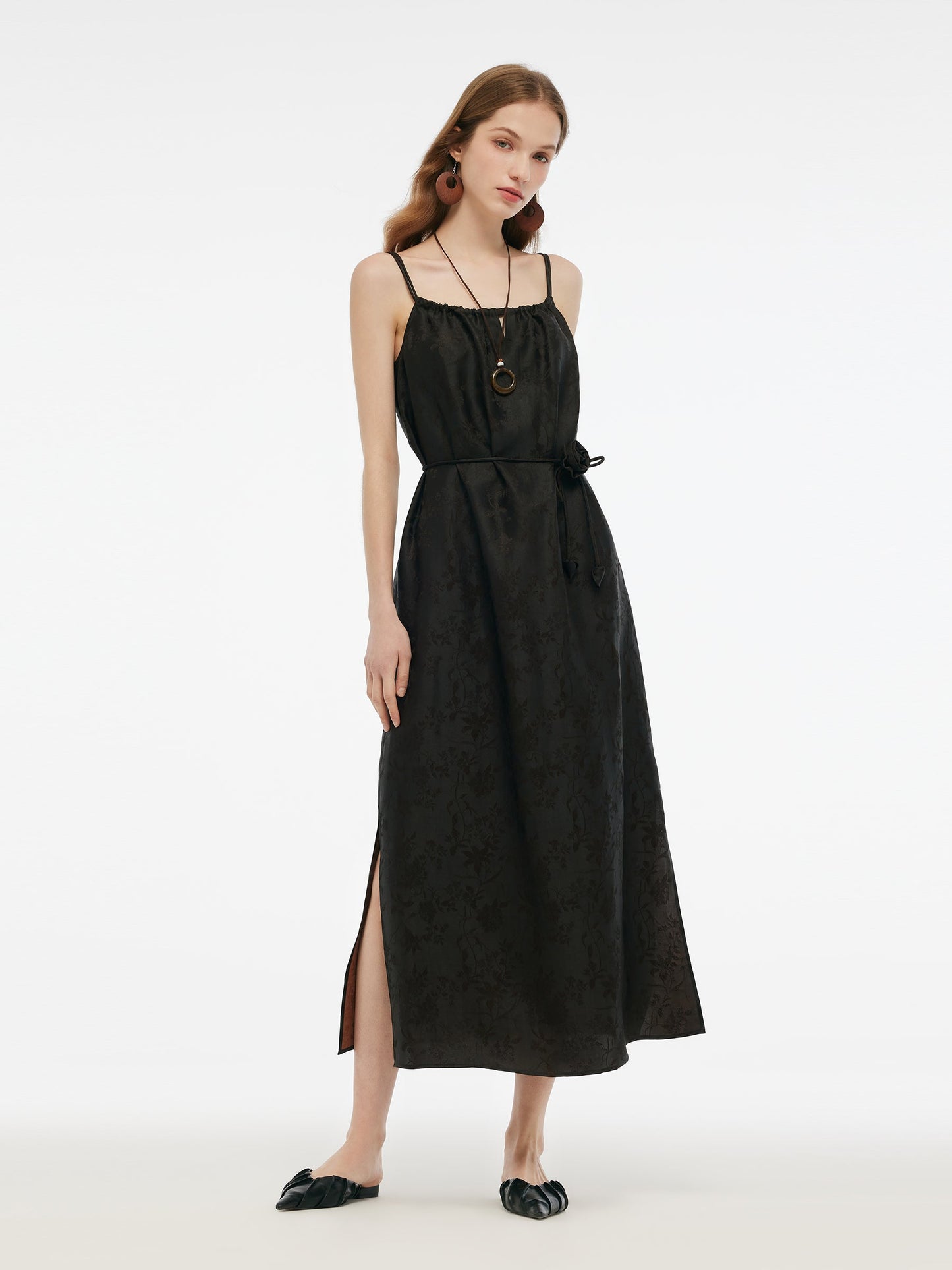 25MM Xiang Yun Silk Jacquard Adjustable Straps Women Maxi Dress