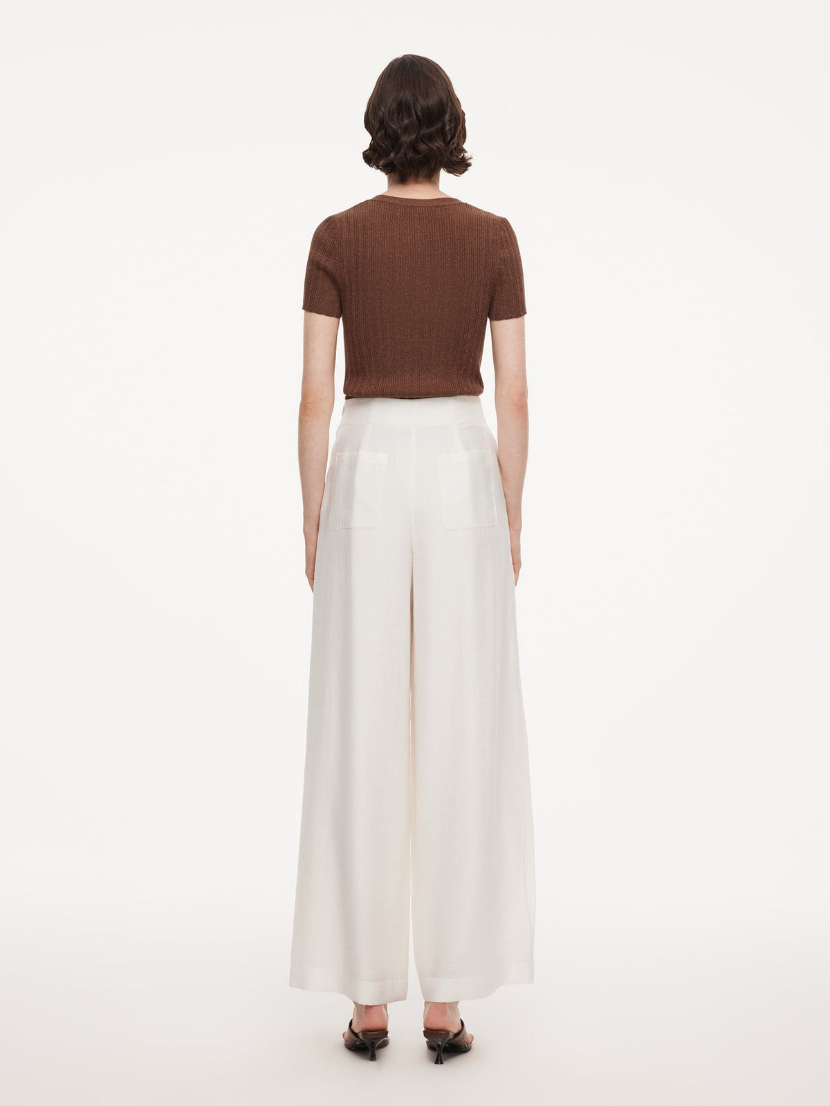 Lyocell Acetate Linen Blend Tie Front Women Pants