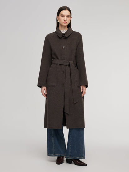 Wool Camel Hair Blend Double-Faced Women Wrap Overcoat