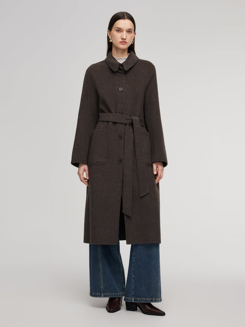 Wool Camel Hair Blend Double-Faced Women Wrap Overcoat