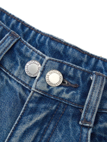 100% Cotton Denim Women Curved Leg Jeans