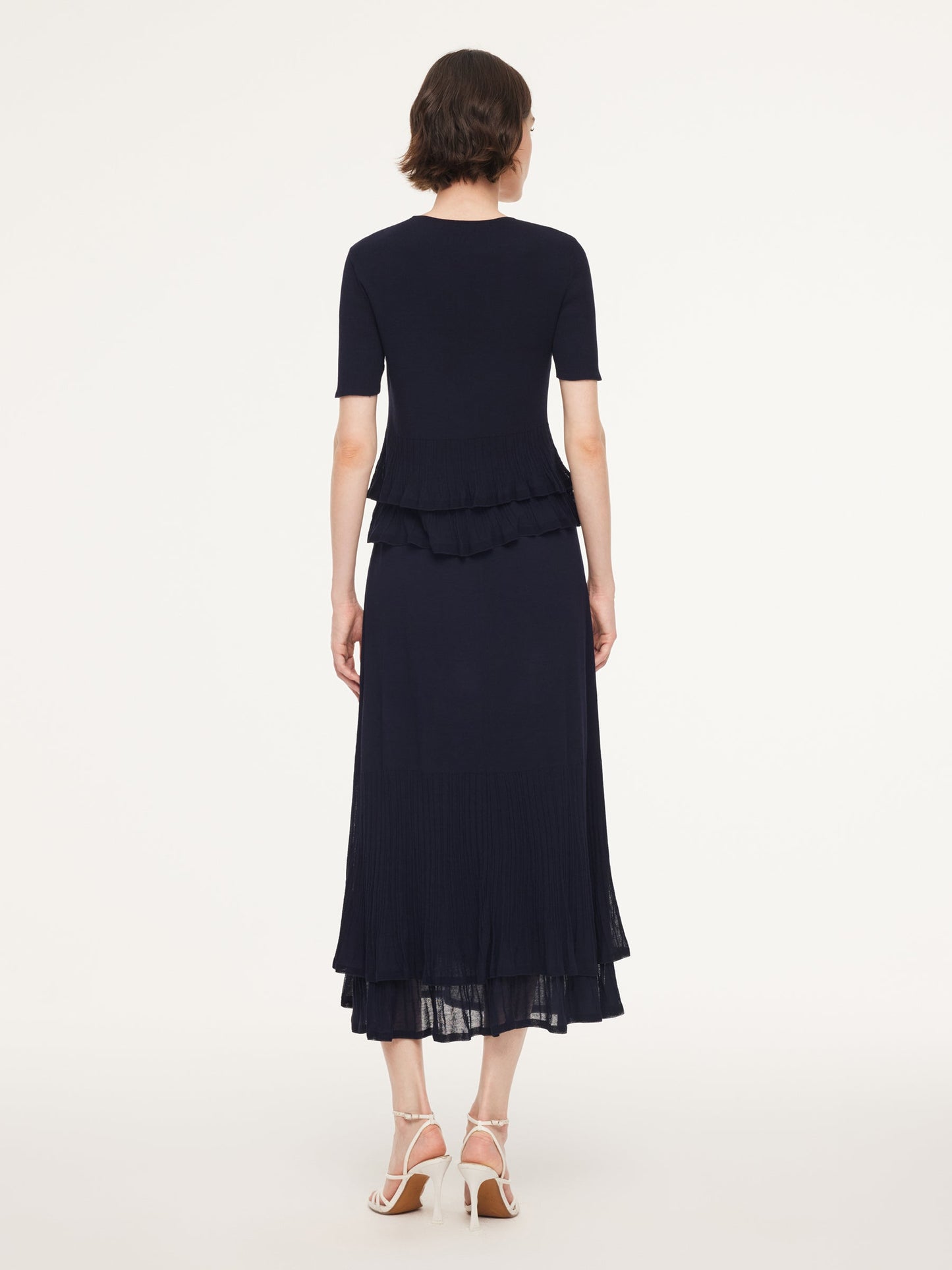 Ruffle Hem Knit Top And A-Line Skirt Two-Piece Set