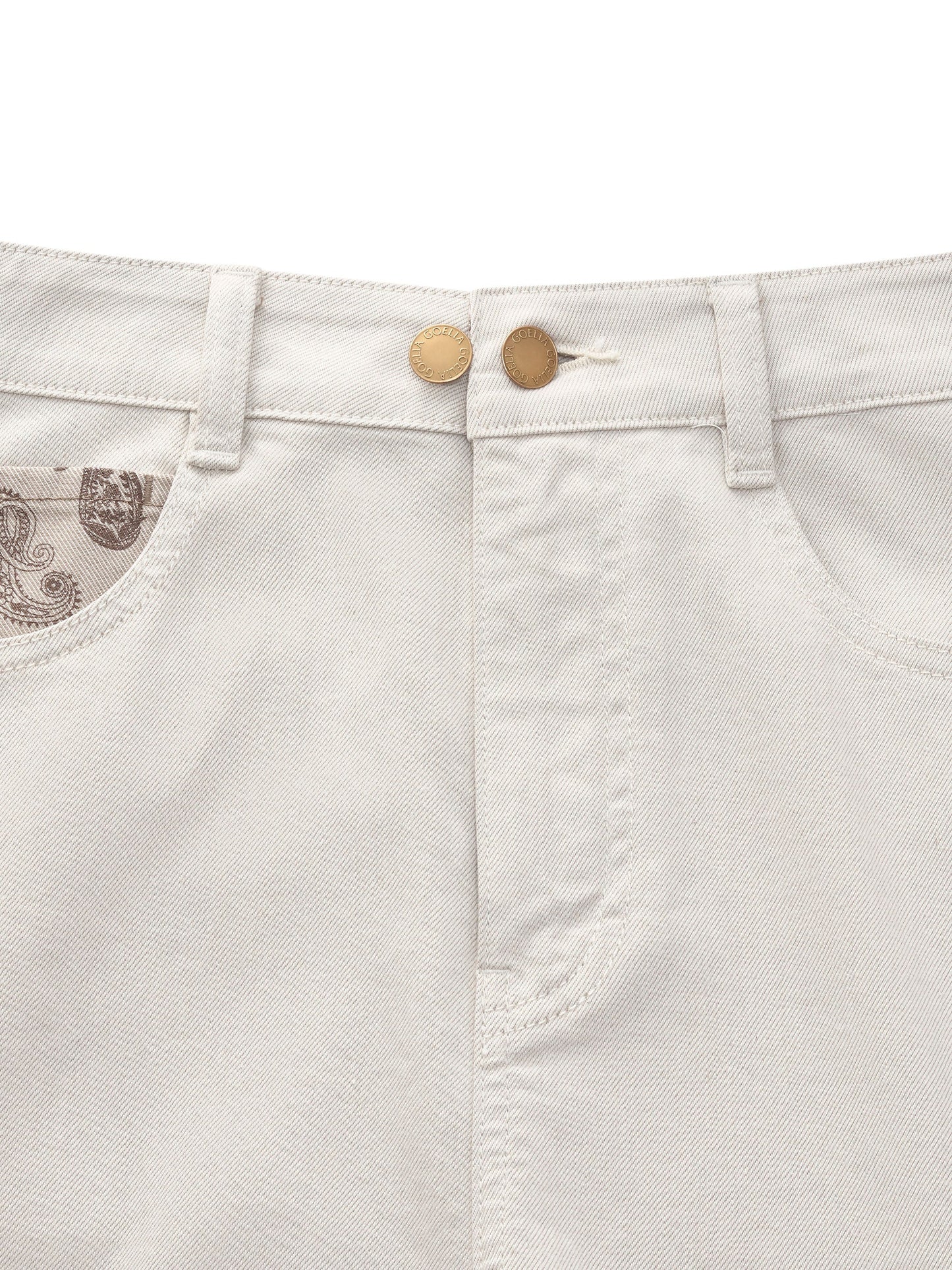 Cotton Denim Paisley-Detail Women Curved Leg Jeans