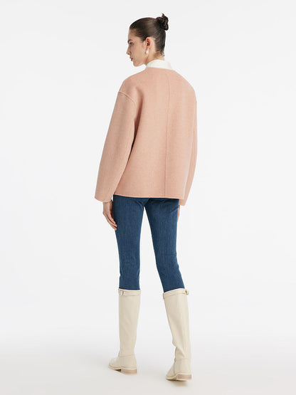 Pure Double-Faced Wool Round Neck Women Jacket