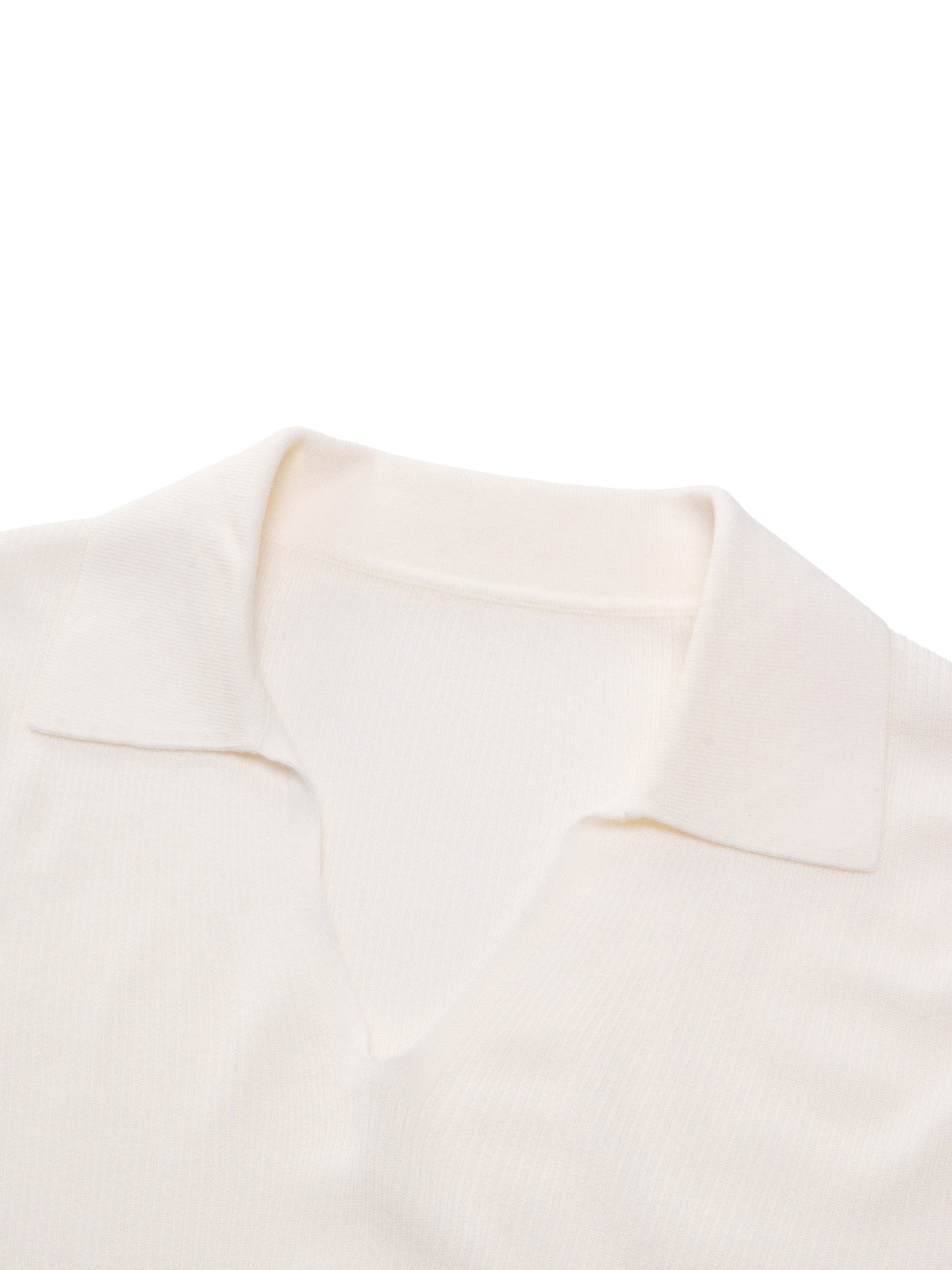 100% Wool V-Neck Ruched Women Polo Knit Top