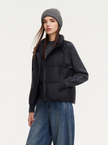 Stand Collar Zip-Up Goose Down Vest