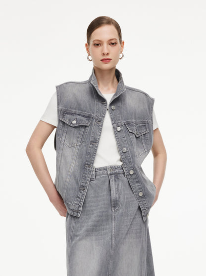 Lyocell Cotton Blend Denim Women Vest