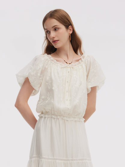 Tencel Blend Embroidered Women Top