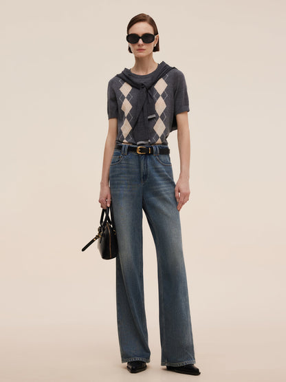 100% Cotton Denim Women Straight Leg Jeans
