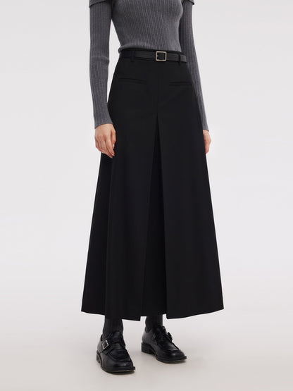 H-Line Pleated Women Skirt With Belt