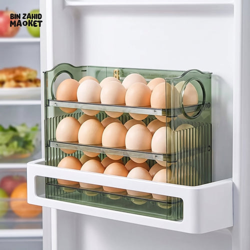 30-Grid Egg Storage Container – Large Capacity Transparent Egg Organizer with Freshness Protection for Refrigerator