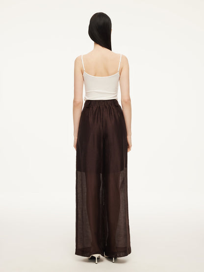 Tencel Linen Blend Women Straight Leg Pants