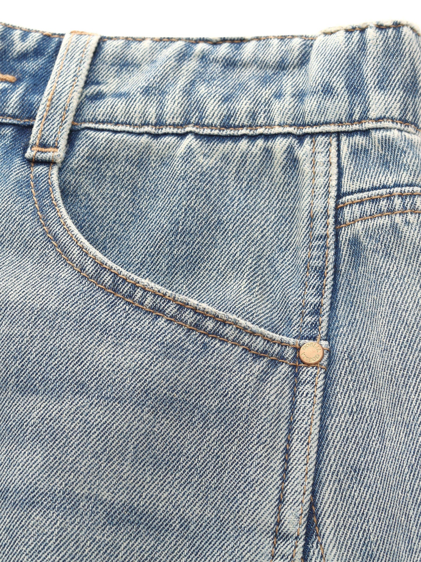 100% Cotton Denim Women Curved-Leg Jeans