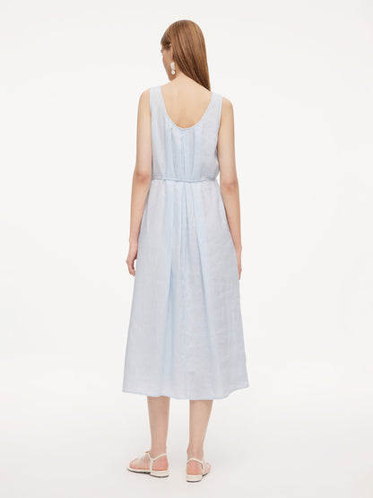 100% Linen Women Sleeveless Maxi Dress