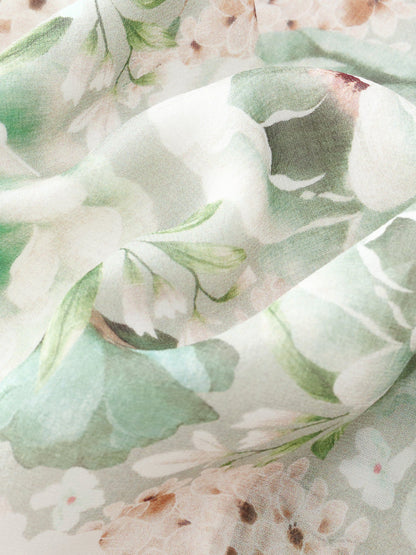10MM Mulberry Silk Floral Print Women A-Line Skirt