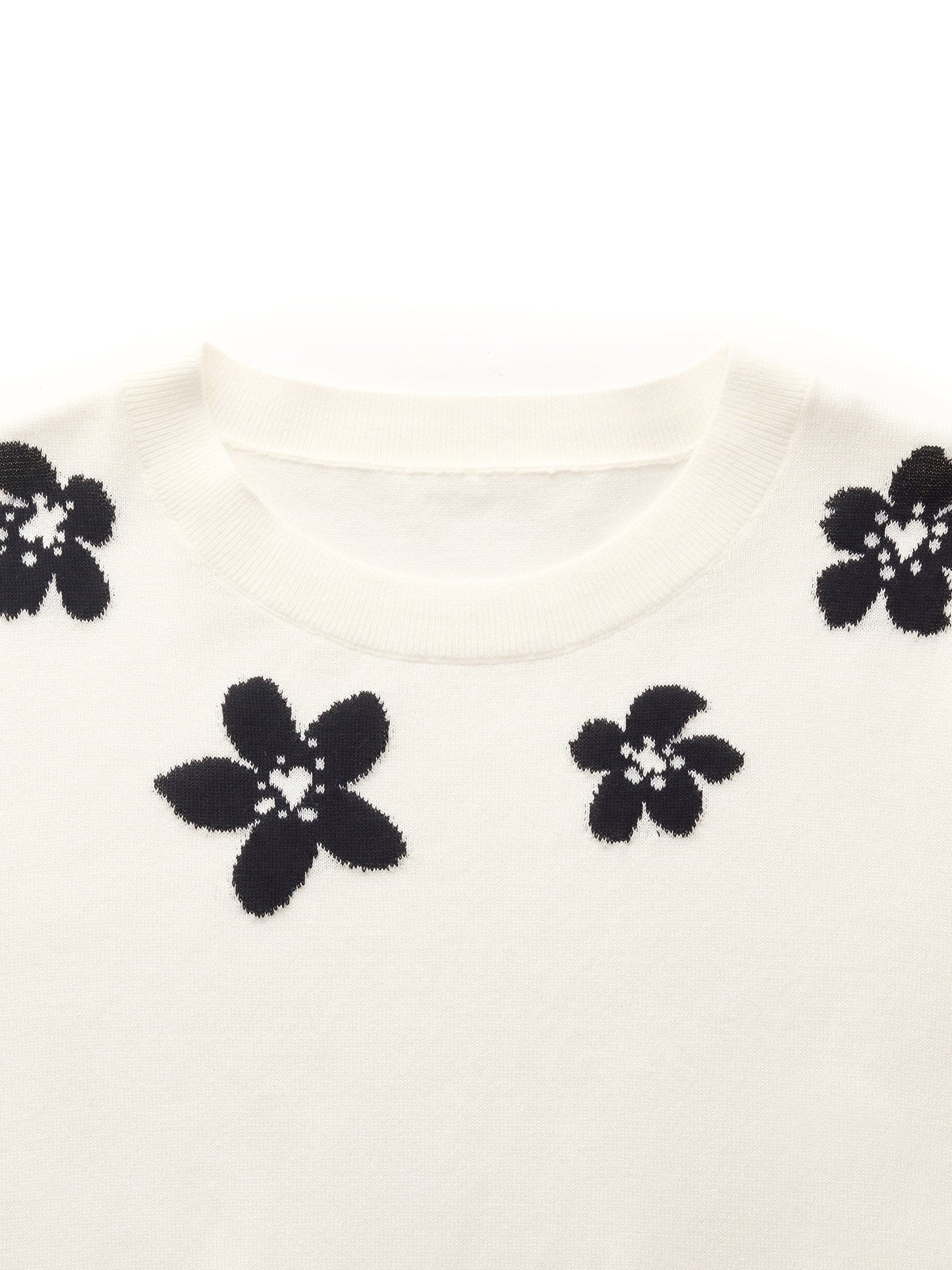 Tencel Blend Floral Jacquard Women Knit Top