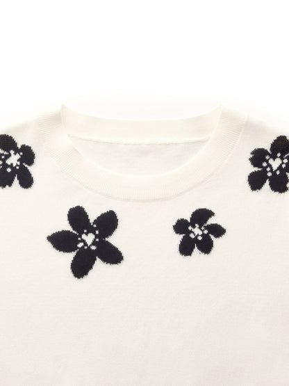Tencel Blend Floral Jacquard Women Knit Top