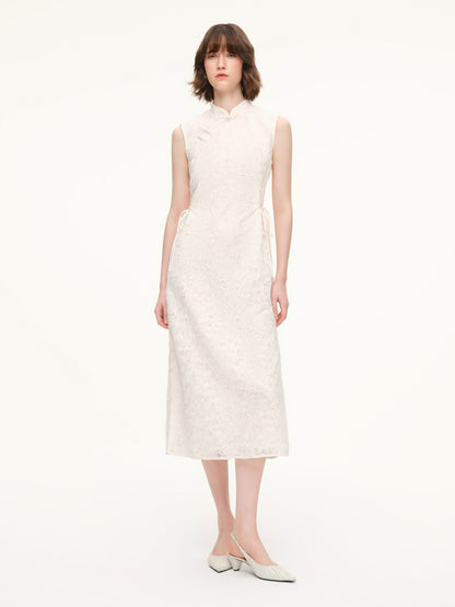 Lace Sleeveless Women Qipao Midi Dress