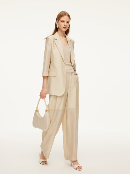 Tencel Acetate Blend Women 3/4 Sleeve Blazer