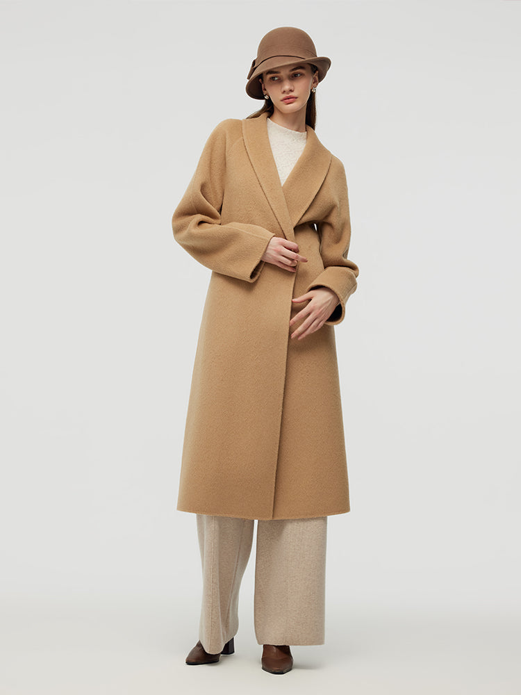 100% Camel Hair Women Wrap Overcoat