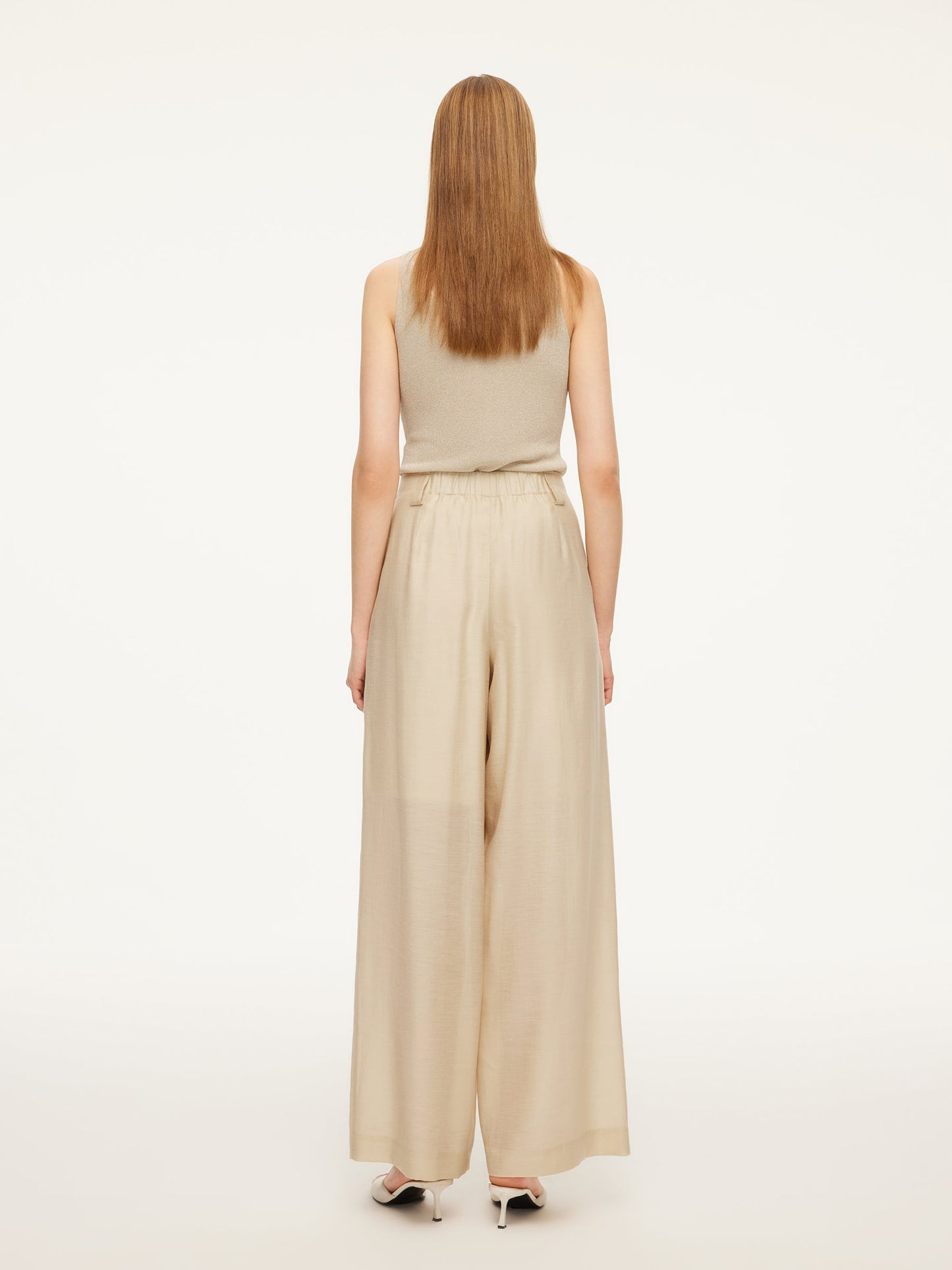 Tencel Acetate Linen Blend Women Straight Leg Pants