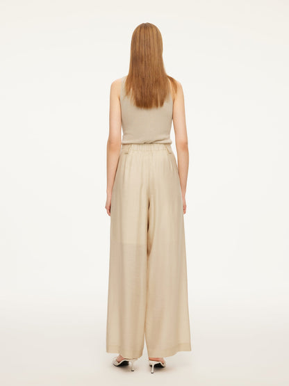 Tencel Acetate Linen Blend Women Straight Leg Pants