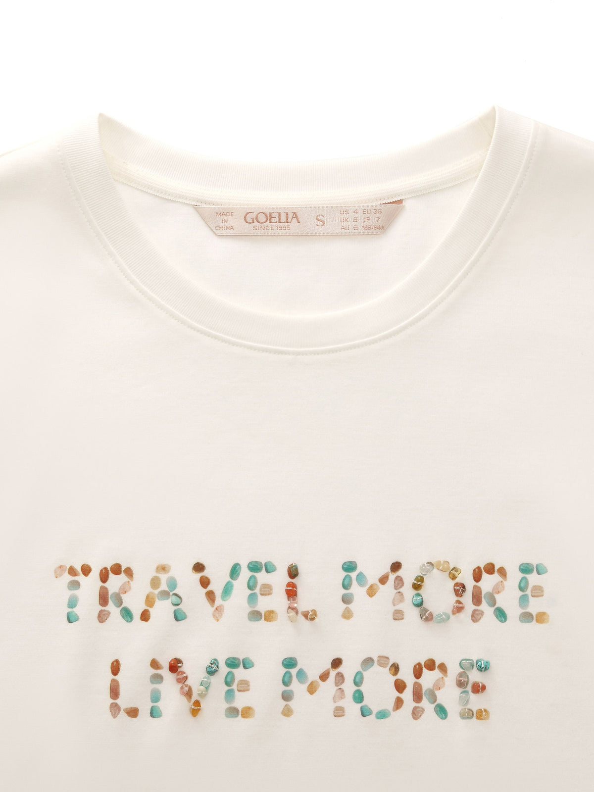 100% Cotton Beaded Letter Women T-Shirt