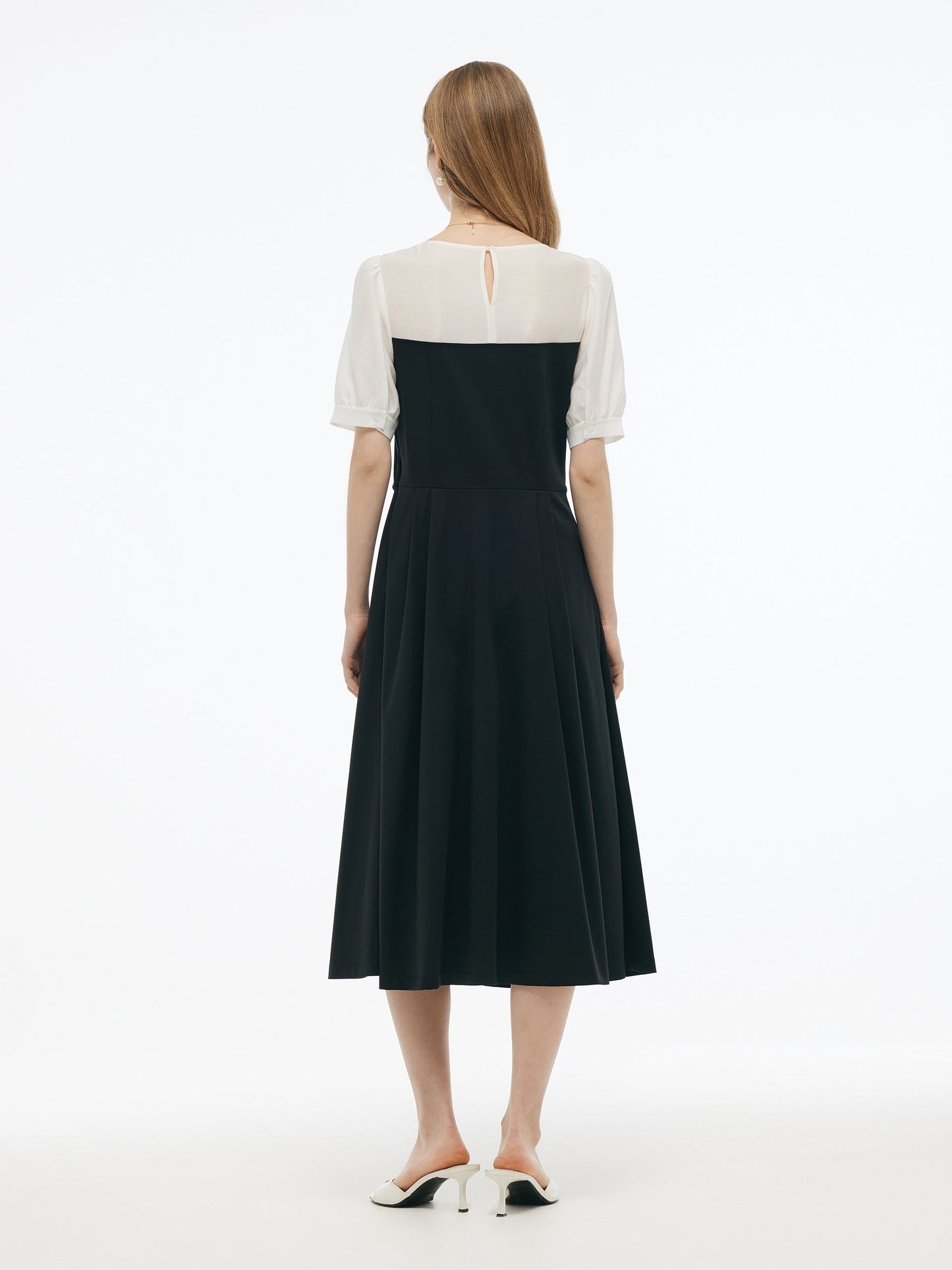 Tencel Blend Mock Layered Women A-Line Maxi Dress